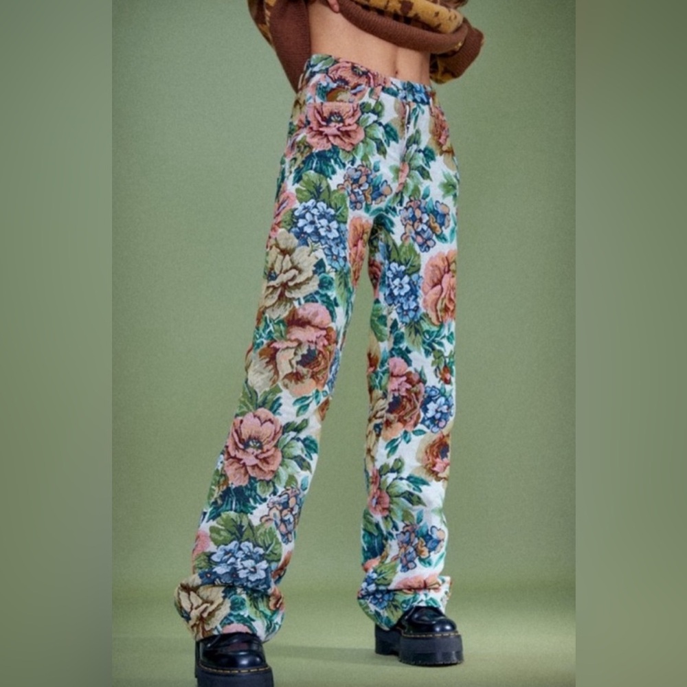 jaded london woven floral pants - boyfriend fit